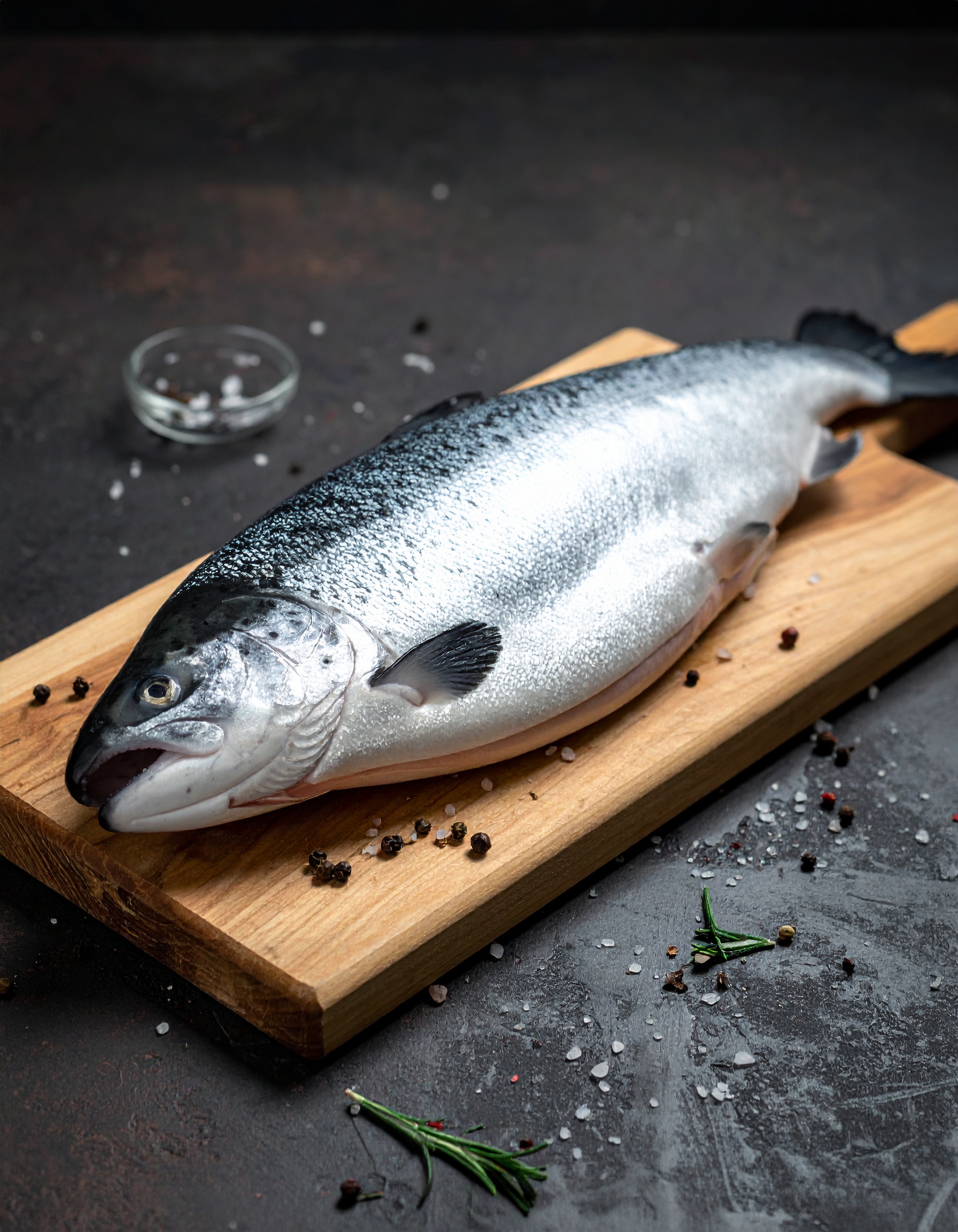 オス鮭のドレスがまな板にのっている